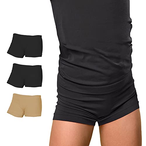 FOCENZA Culotte Bambina in Morbida Microfibra, Pantaloncini Ginnastica Artistica, Multipack da 3 Pezzi in Vari Colori, Made in Italy (Nero-Nero-Nudo)