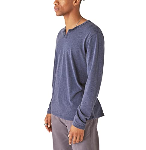 Lucky Brand Men's Venice Burnout Notch Neck Long Sleeve Tee, Black Iris, Xx-Large #TOP12
