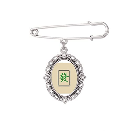 Broche Mahjong vert taille M bijou fantaisie tuile chinoise pour customiser un vêtement