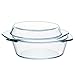 gerenic Casseruola Rotonda in Vetro,Casseruola in Vetro con Coperchio,Casseruola Rotonda in Vetro con Coperchio,Casseruola in Vetro ad Alta Resistenza,Casseruola con Coperchio,0,65 Litri