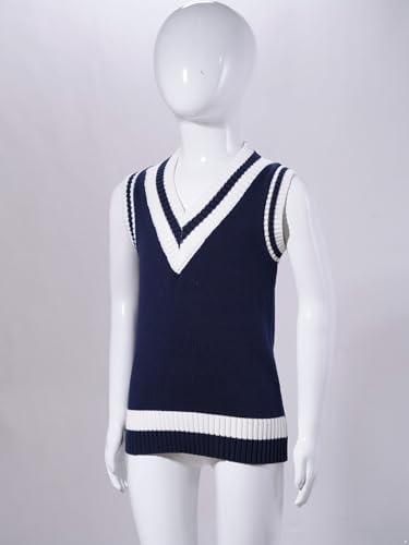 JEATHA Kids Boys' School Uniform Sweaters Vest Sleeveless V-Neck Cotton Knitted Pullover Tops4