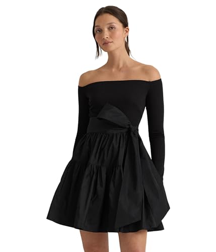 lauren ralph lauren cocktail dress Womens Belted Off-the-Shoulder Black 14 : Clothing, Shoes & Jewelry tie accent at the Badgley Mischka * 4 Size:38W/32L regprice-apr26