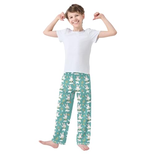 Rabbit Dancing Grass Long Pajama Pants Bottoms Soft Sleepwear with Pockets2