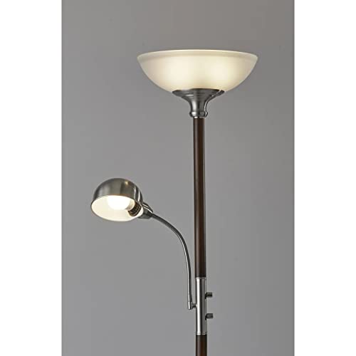 Adesso 4052-15 Lexington 71" Combo 2-Light Floor Lamp, Walnut, Smart Outlet Compatible #TOP2