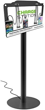 VIPATEY Tower Floor Stand Cell Phone Charging Station Built in LED Lighting 8 Ports High Speed Cables Compatible with iPhone Samsung Smartphones Tablets and More