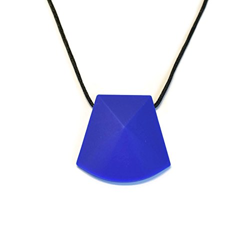 Pyramid Chewable Chewy Sensory Necklace Pendant by Bitey Beads (Navy)