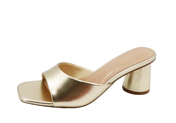 Bamboo® Womens Square Open Toe Cylinder Block Heel Mules