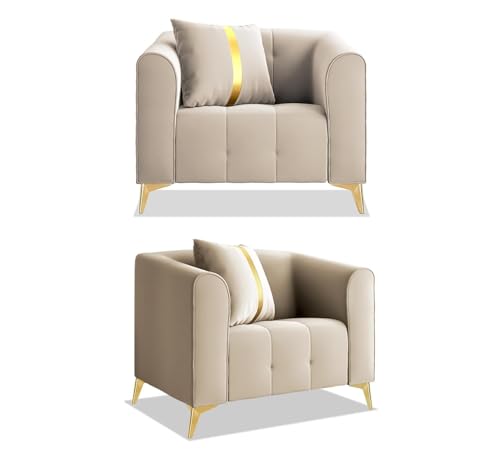 Image of A to Z Furniture Classic Chesterfield Sofa Set Luxury Chesterfield Sofa in for Home Living Room & Office (Beige)