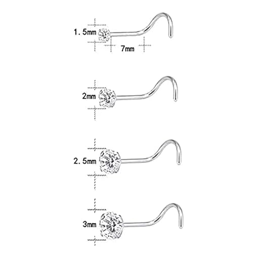 Vitaltyextracts Nose Stud Corkscrew Nose Rings 20G Hypoallergenic Surgical Steel Nose Ring Fake Nose Piercing Kit Cubic Zirconia Clear Nose Studs thumb #3