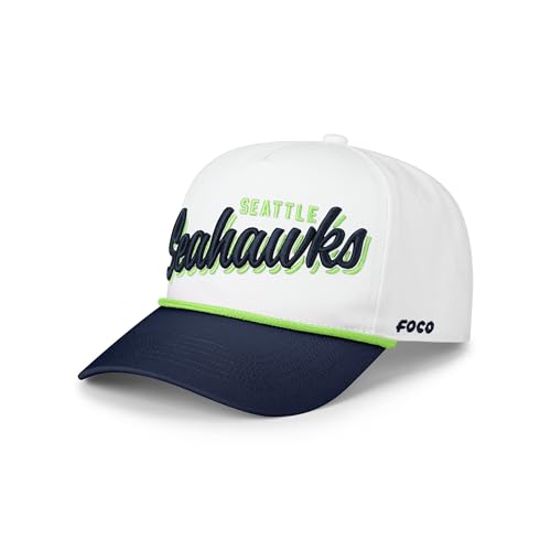 FOCO Seattle Seahawks NFL Monty Script Marquee RF Cap - White/Navy