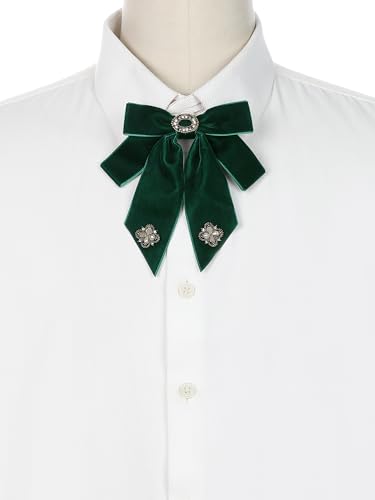 Image of Women's Velvet Alloy Rhinestone Bow Tie, Pre-Tied Bowties for Woman 1 Pcs