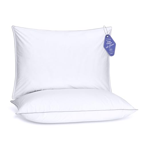 FluffCo Basics - Almohada alternativa de plumón, paquete de 2, almohadas de cama suaves para una comodidad de lujo, microfibra vegana, superficie de enfriamiento, lavable a máquina, almohadas de cama