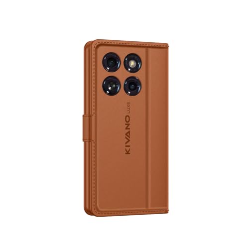 Image of KIVANO LUXE Compatible for Motorola Edge 60 5G / Motorola Edge 60 Fusion 5G Luxury Handmade Leather Magnetic Flip Folio Case | Card Holder & Kickstand | Slim Protective Cover | Unisex - Brown