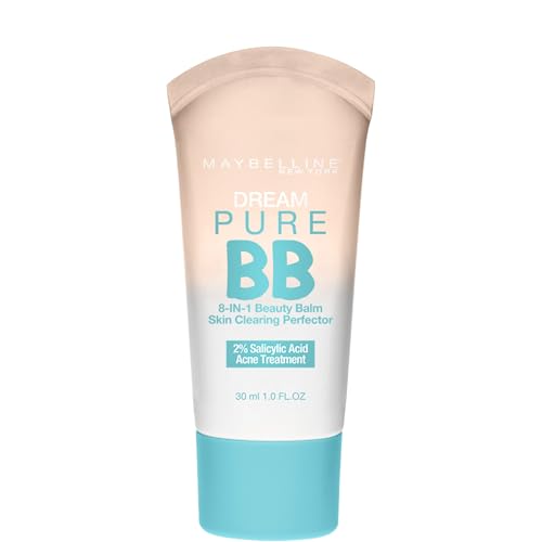 Maybelline Dream Pure Skin Clearing BB Cream, 8-in-1 Skin Perfecting Beauty Balm, Sheer Tint Coverage, Oil-Free, Light, 30 ml