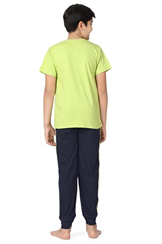Image of Kids Night Suit for Boys - Cotton Set of Pyjama & T-Shirt Sleepwear - Lightweight & Comfortable Night Wear for Kids