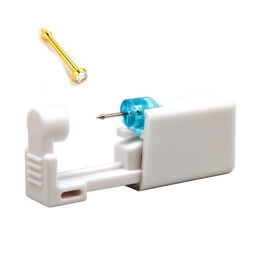 Juego de Piercing Desechable para la Nariz   Kit Portátil de Seguridad Con 2 Piercings, Color Dorado, Oro
