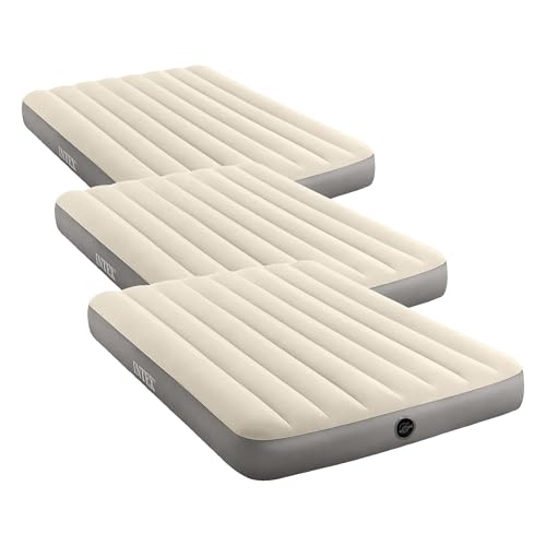 Image of Intex Dura-Beam Air Mattress, 64102E, Single-High | Fiber-Tech | Full Size | 10in Height | 600lb Capacity | Pack of 3