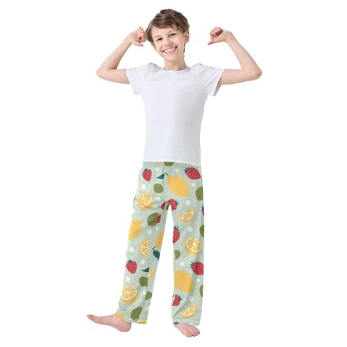 ZZXXB Lemon Strawberry Boys Long Pants Soft Trousers Elastic Waist Kids Lounge Bottoms with Pockets S-XL2