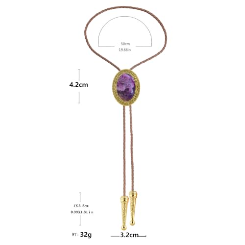Image of Jeilwiy Bolo Tie for Men Real Stone Westwern Cowboy Ties Silver Bolos Women Leather Necktie Gift for Birthday Christmas