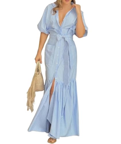 Robe chemise d'été rayée idéale pour les vacances et les sorties