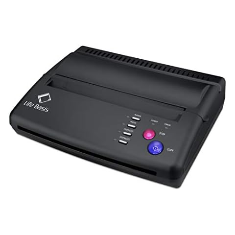 Tattoo Transfer Stencil Machine, LifeBasis Thermal Printer Tattoo Thermal Stencil Printer Copier Machine for Temporary and Permanent Tattoos with 10pcs Thermal Transfer Paper (Black) Cover