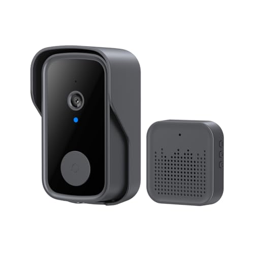 Kaknozix Sonnette Intelligente avec Audio Bidirectionnel, Interphone Vidéo, Support de Charge, Caméra de Vision Nocturne et Viseur de Porte Intelligent pour la Sécurité Domestique.