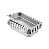 Platos De Buffet For Calentar Alimentos, Sartenes Gastronorm De 8,5 A 20 L, Bandejas For Mesa De Vapor, Recipientes De Acero Inoxidable For Alimentos, For Fiestas, Barbacoas Y Repostería.(6PCS 13.9L)