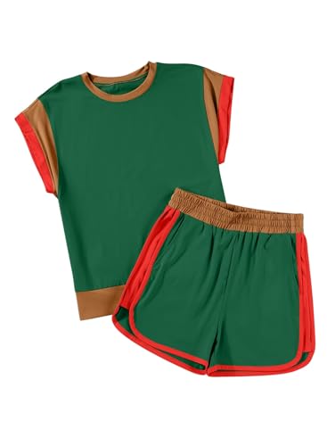 Image of blibean Girls Summer Clothes Sets Kids Colorblock Matching Outfits Size 6-15 Years