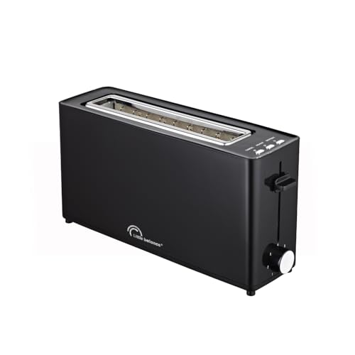 LITTLE BALANCE 8828 Happy Toast, Grille pain Toaster, 1 longue fente, 1 tranche baguette, Thermostat 7 positions, Décongélation, Tiroir Ramasse-miettes, 900 W, Noir