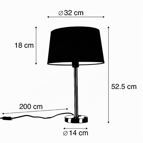 Qazqa Modern Tischleuchte mit Schirm, Tischlampe - Simplo - Weiß, Rund, max. 60W, Geeignet für LED, 52.5cm, Ideal als Schlafzimmerlampe und Wohnzimmerlampe