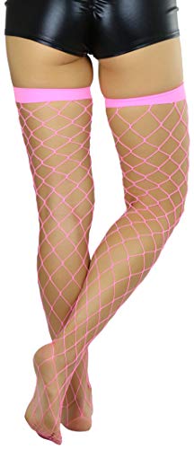 Image of ToBeInStyle Women's Vibrant Large Net Fishnet Thigh High Elastic Nylon Novelty Stockings