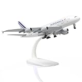 QIYUMOKE Airbus A380 1/300 France Diecast Metal Airplane Model with Stand Sky Jumbo Airliner Alloy Model Kit for Aviation Enthusiast Gift