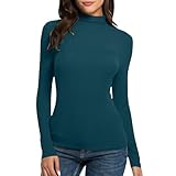 Wholesale Items Women Mock Turtle Neck Long Sleeve Tunic Pullover Fall Winter High Neck Undershirt Slim Fit Basic Casual Tee Tops Womens Fashion Navy 2X