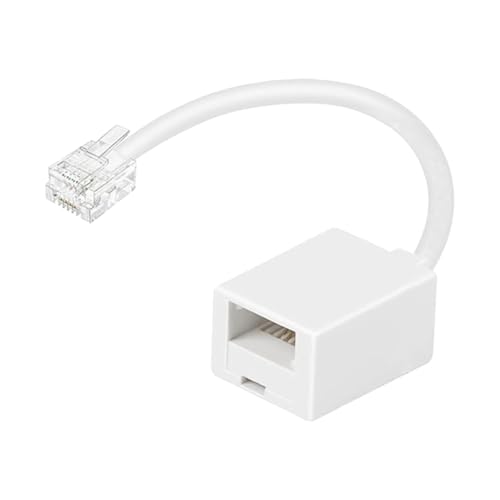 RJ11 to BT Adapter Plug - Single UK Telephone Jack to RJ11 Socket with Tail Lead Converter Extender - For Landline, Phone, FAX, Modem, SKY Plusnet talk talk and more - White