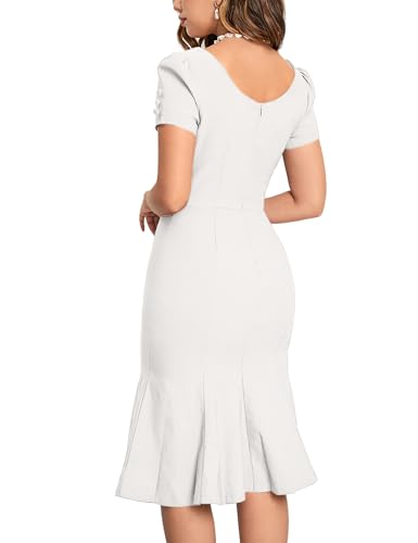 MUXXN Women's 1950s Retro Dress Vintage Short Sleeve Button Down Mermaid Bodycon Midi Casual Work Cocktail Dresses - Image 3