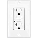 Four-Bros Lighting GFCI/20/WHT/TR/WR GFCI Outlet Receptacle, 20 Amp, 1 Single, Tamper Resistant & Weather Resistant, 2 LED Power Indicators, 120/125V, UL2008, Ground Fault Circuit Interruptor, GFI, White, Duplex