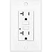 Four-Bros Lighting GFCI/20/WHT/TR/WR GFCI Outlet Receptacle, 20 Amp, 1 Single, Tamper Resistant & Weather Resistant, 2 LED Power Indicators, 120/125V, UL2008, Ground Fault Circuit Interruptor, GFI, White, Duplex