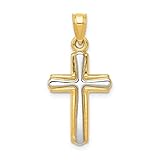 Jewelry Affairs Colgante Joyeria Unisex de Cruz de Oro Amarillo y Blanco de 14 Quilates, Oro Amarillo, No es una Piedra Preciosa