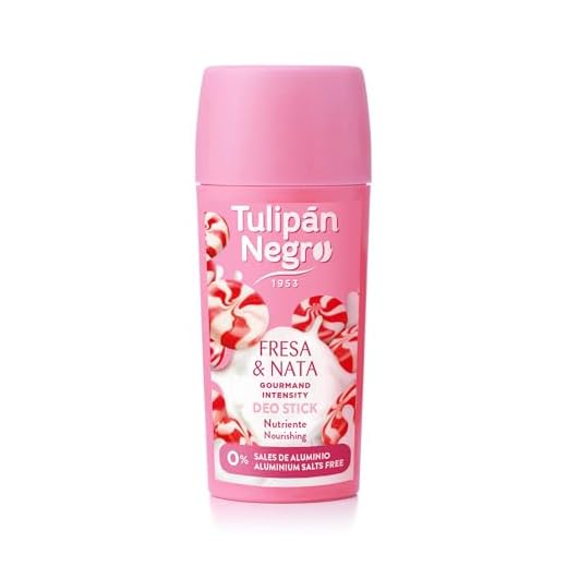 Tulipán Negro Desodorante Stick Fresa y Nata 60 ml, Sin Sales de Aluminio, Sudor Controlado