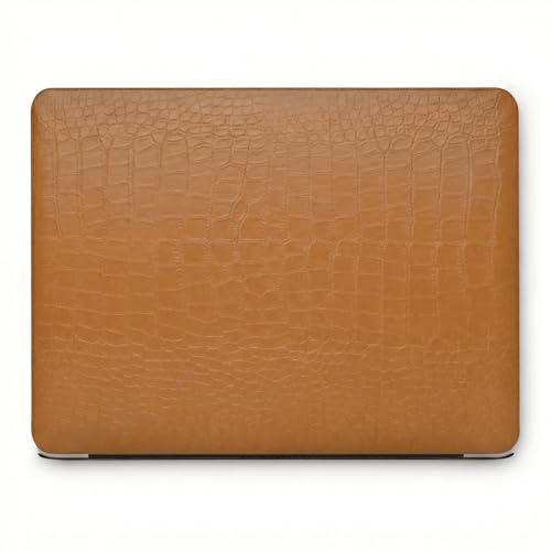 KECC Compatible with MacBook Pro 16 inch Case 2025 2024 2023 2022 2021 Release M4 M3 M2 M1 A3403 A3186 A2991 A2780 A2485 Protective Italian Leather Hard Shell Case, Matte Chestnut Crocodile Leather