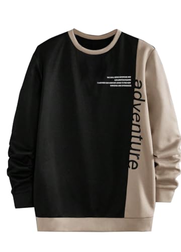 Tagas Men’s Colorblock Adventure Print Sweatshirt – Winterwear Round Neck Pullover | Casual Stylish Fleece Hoodie | Sizes S-XXL