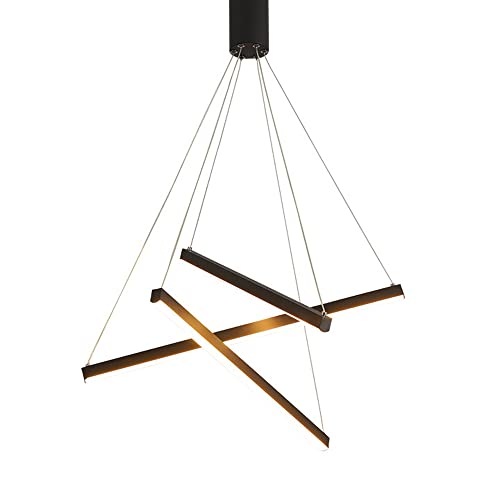 Suspension LED linéaire en métal noir au design épuré luxueux à 5 lumières
