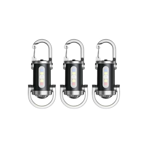 2 in 1 Flashlight, 3 Pack min-i Keychains Flashlight, Powerful LEDs Small Flashlights Waterproof and Shockproof, Multifunctional Keychains Light for Outdoor Camping Mountain Climbing