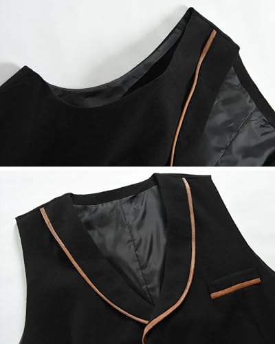 Men's Suede Double Breasted Vest Big and Tall Waistcoat with Shawl Lapel4