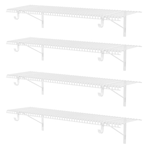 4-Pack Wire Closet Shelving with Triangular Brackets 150 lb Capacity