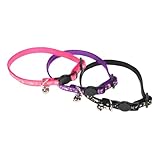 TOGEVAL 3個可能な猫用首輪 ベル付き 反射 魚柄 子猫用 屋外使用に適したネックバンド