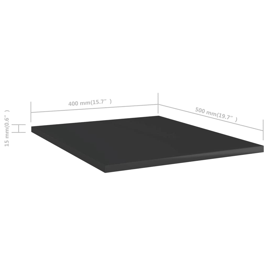 Regał na książki 8 szt. wysoki połysk czarny z materiału drewnopochodnego 40 x 50 x 1,5 cm, możliwość rozszerzenia do systemu regałowego, regał ścienny, regał stojący, więcej miejsca do