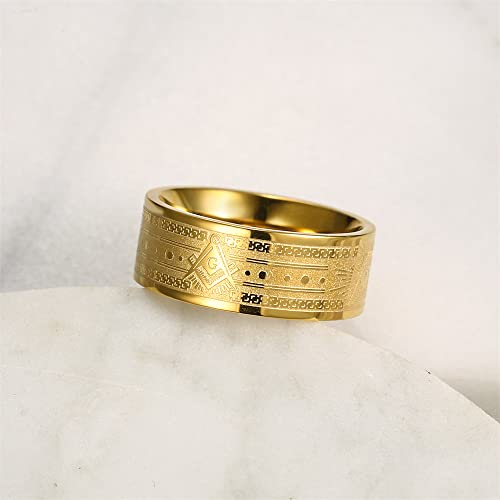 Anel De Ouro MaçôNico Masculino, Anel De AçO InoxidáVel MaçôNico Vintage 8mm GóTico Olho De Deus,Gol