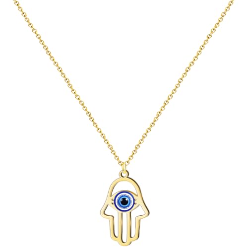 cotigo  Collar Ojo Turco Amuleto de Protección Espiritual con Piedra Azul – Contra el Mal de Ojo | Nazar | Ojo Griego |Collar de proteccion para Mujer y Hombre. (CON MANO DE FATIMA)