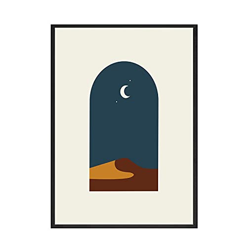 Poster soleil lune abstrait toile déco salon moderne 20x30cm